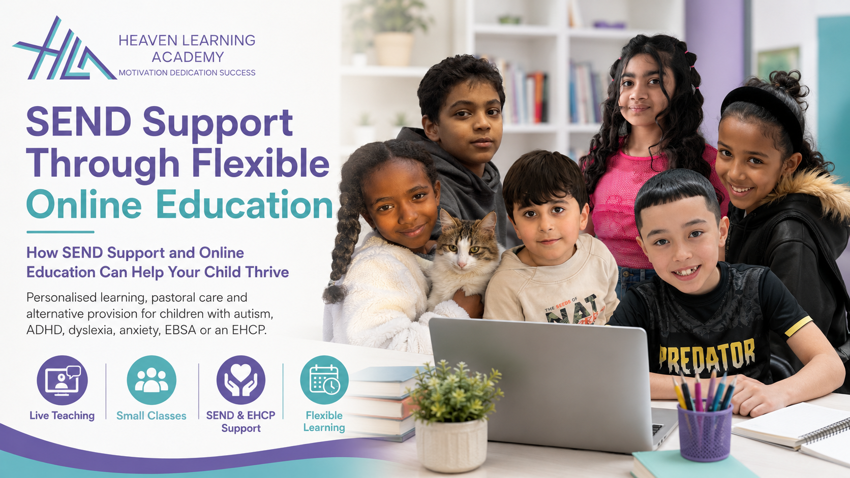 Heaven Learning Academy students learning together online, representing SEND support through flexible and personalised online education.